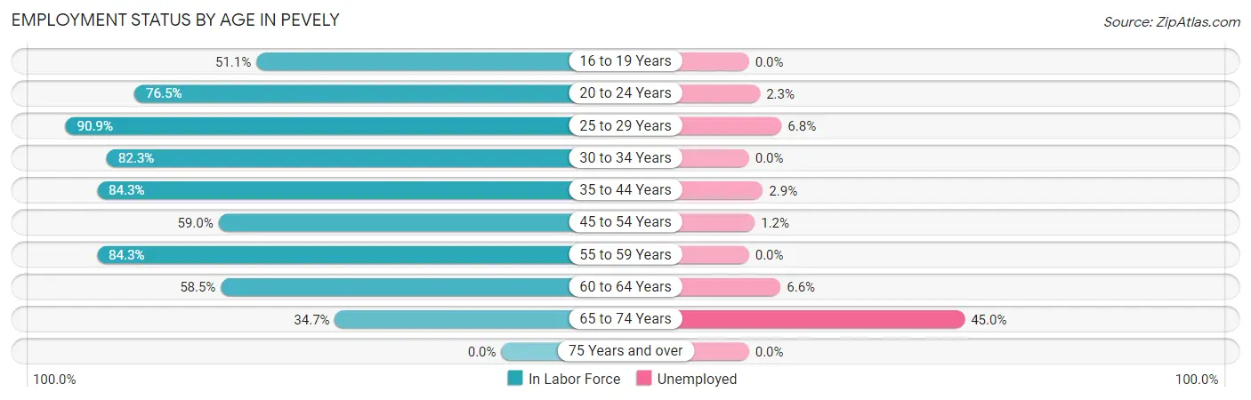 Employment Status by Age in Pevely