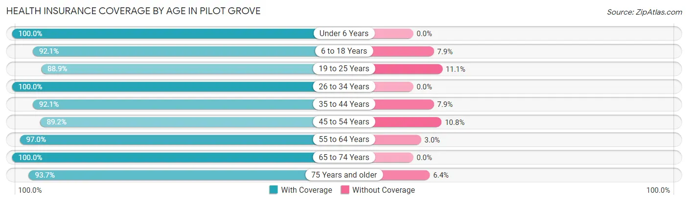 Health Insurance Coverage by Age in Pilot Grove