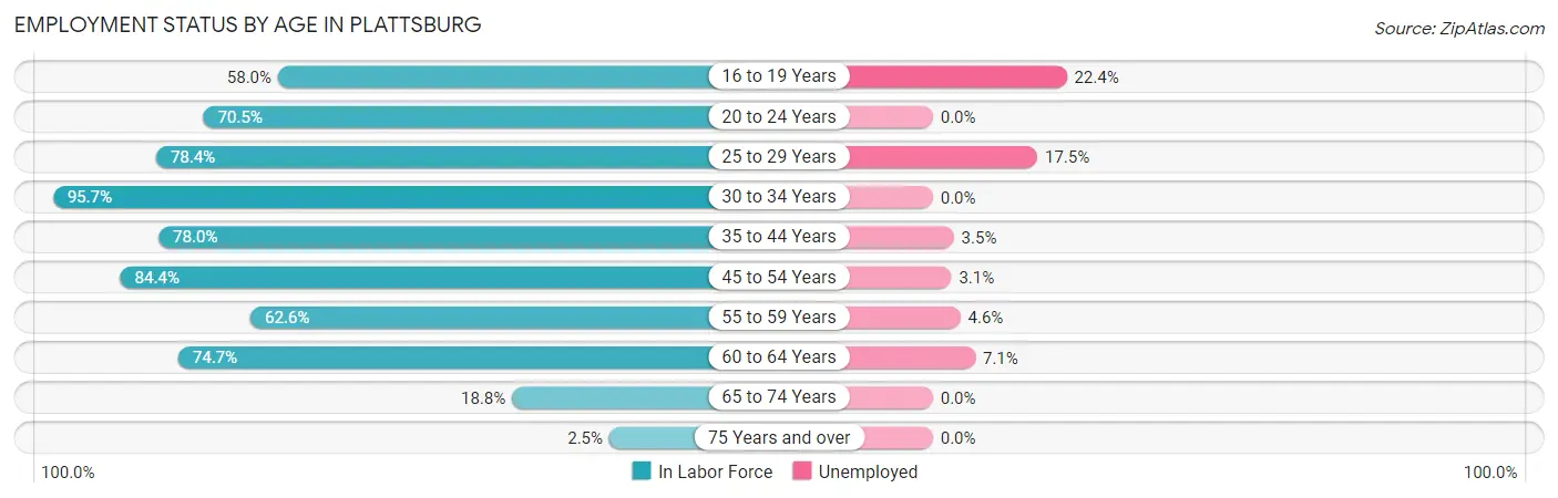 Employment Status by Age in Plattsburg