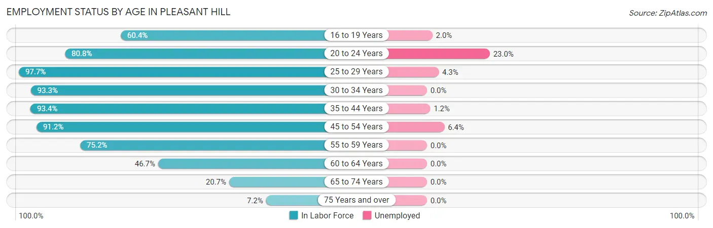 Employment Status by Age in Pleasant Hill