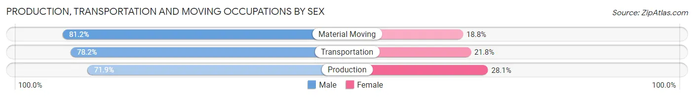 Production, Transportation and Moving Occupations by Sex in Poplar Bluff