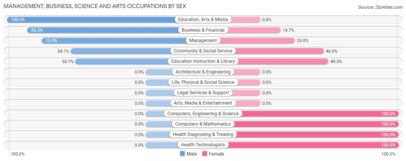 Management, Business, Science and Arts Occupations by Sex in Portageville
