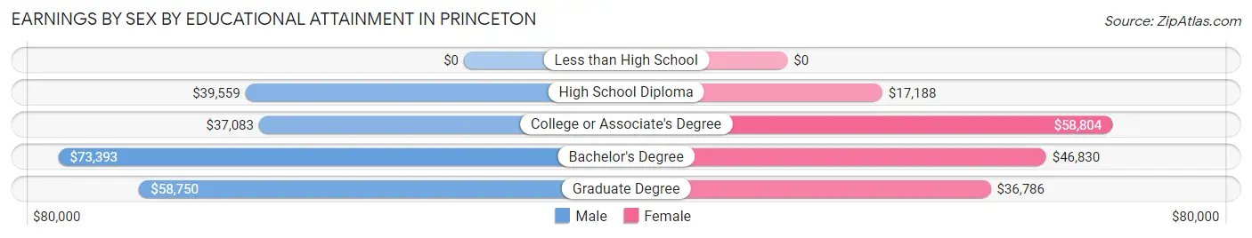 Earnings by Sex by Educational Attainment in Princeton