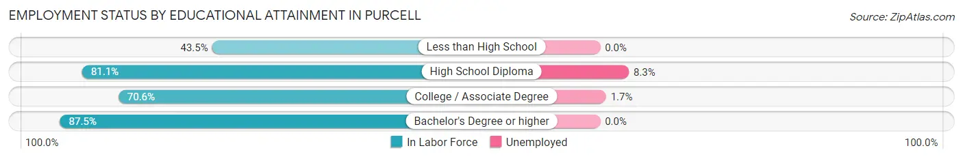 Employment Status by Educational Attainment in Purcell