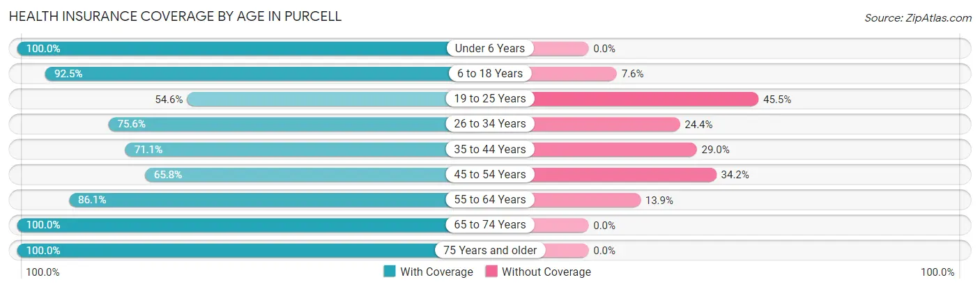 Health Insurance Coverage by Age in Purcell