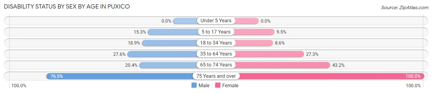 Disability Status by Sex by Age in Puxico