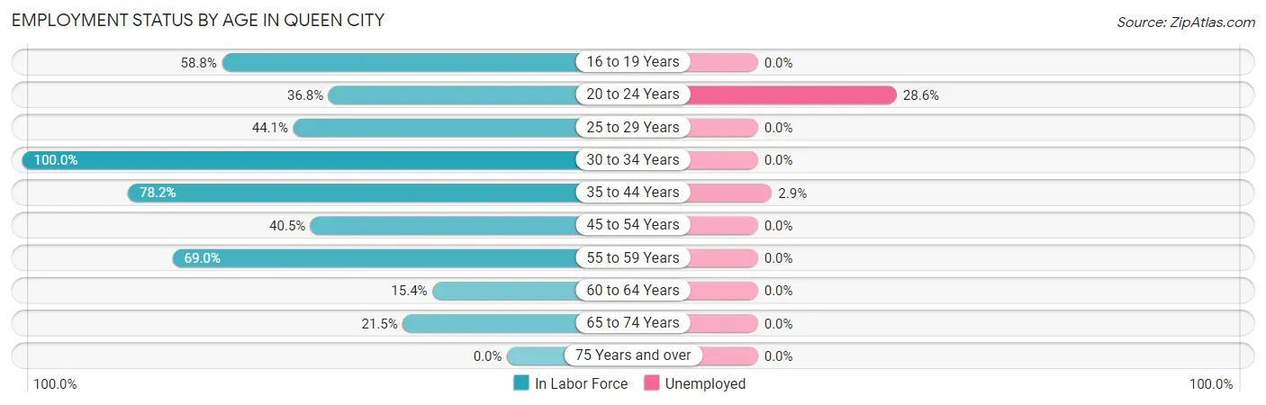 Employment Status by Age in Queen City
