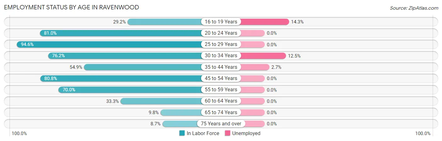 Employment Status by Age in Ravenwood