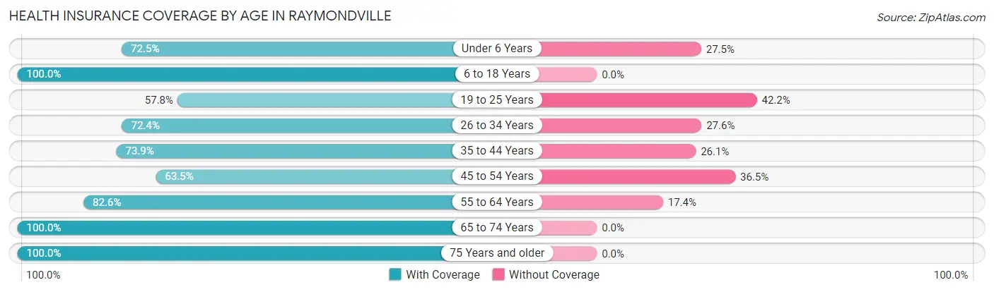 Health Insurance Coverage by Age in Raymondville