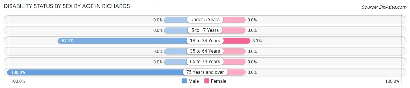 Disability Status by Sex by Age in Richards