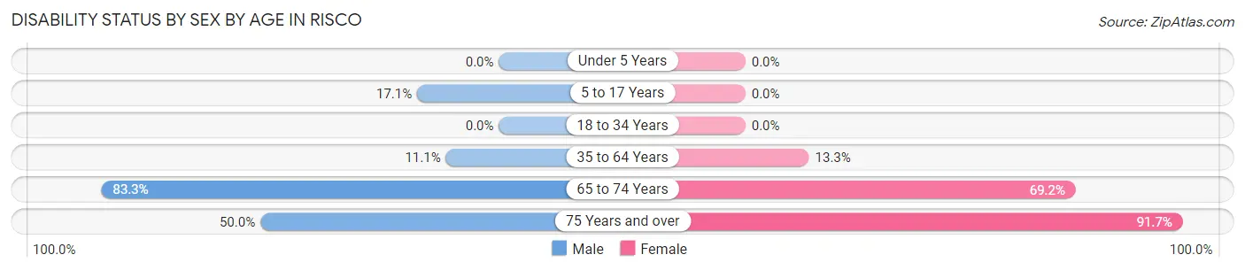 Disability Status by Sex by Age in Risco