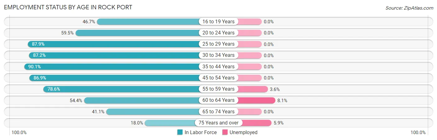 Employment Status by Age in Rock Port