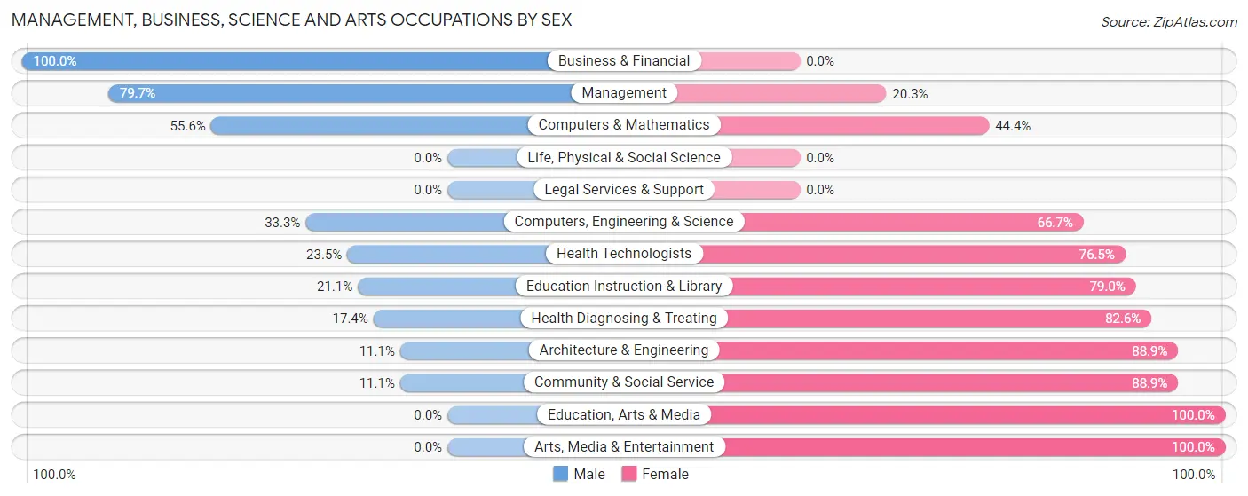 Management, Business, Science and Arts Occupations by Sex in Rock Port