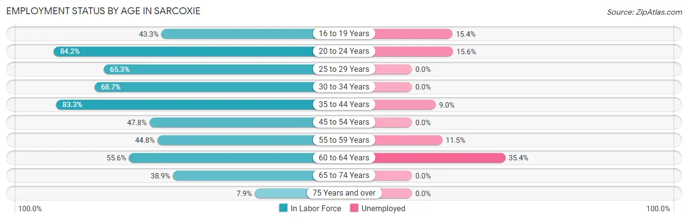 Employment Status by Age in Sarcoxie