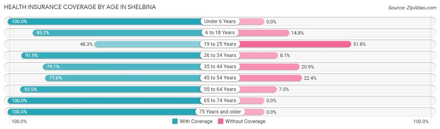 Health Insurance Coverage by Age in Shelbina