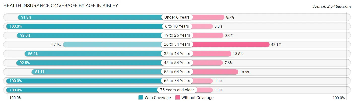 Health Insurance Coverage by Age in Sibley
