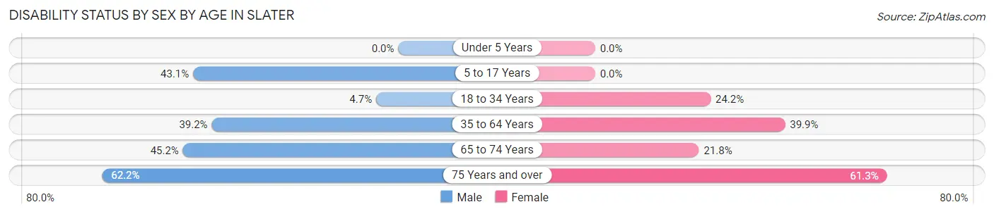 Disability Status by Sex by Age in Slater