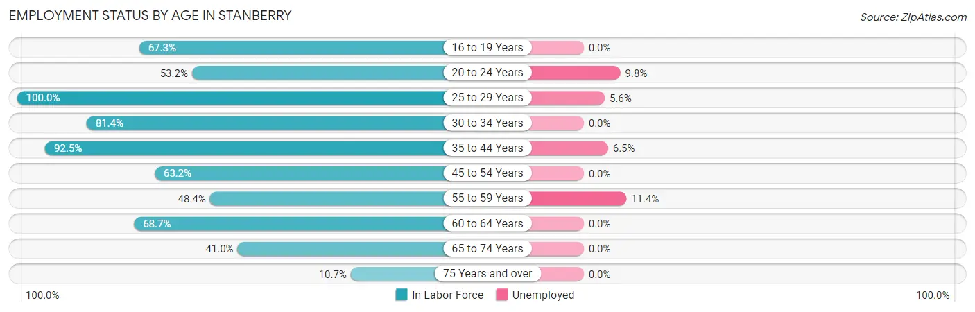 Employment Status by Age in Stanberry