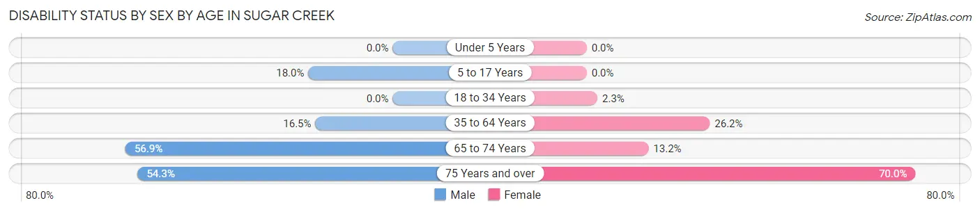 Disability Status by Sex by Age in Sugar Creek
