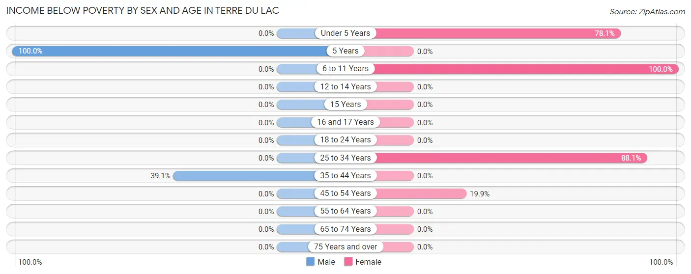Income Below Poverty by Sex and Age in Terre du Lac