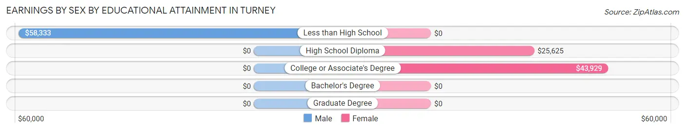 Earnings by Sex by Educational Attainment in Turney