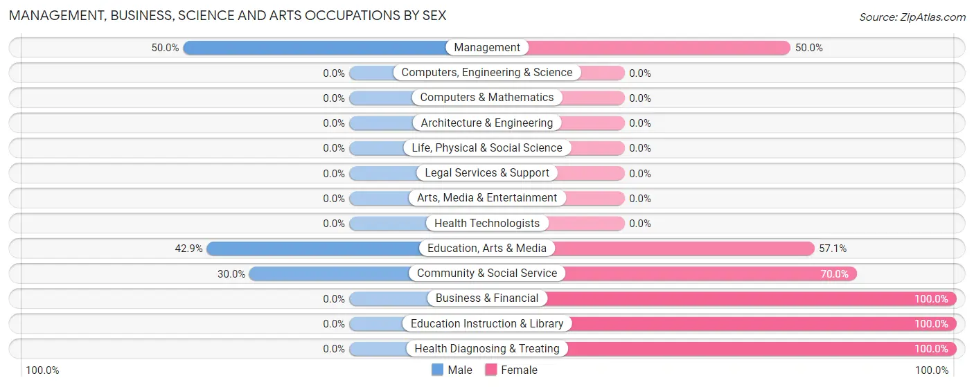 Management, Business, Science and Arts Occupations by Sex in Turney