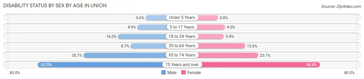 Disability Status by Sex by Age in Union