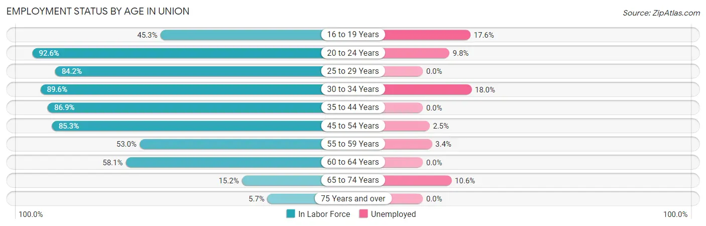 Employment Status by Age in Union