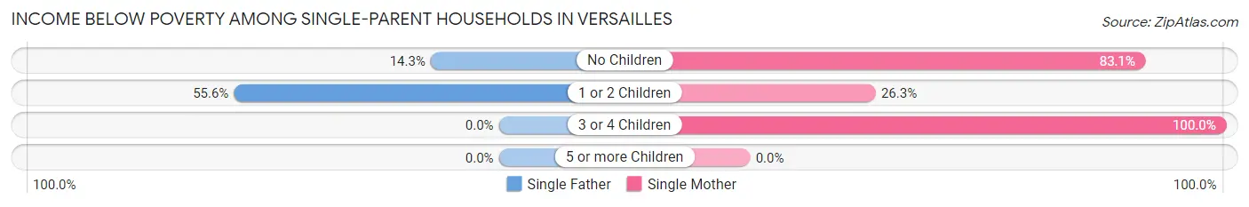 Income Below Poverty Among Single-Parent Households in Versailles
