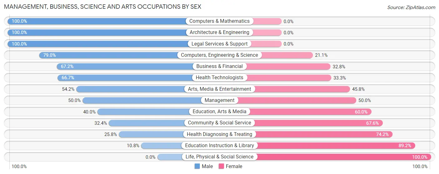 Management, Business, Science and Arts Occupations by Sex in Village of Four Seasons