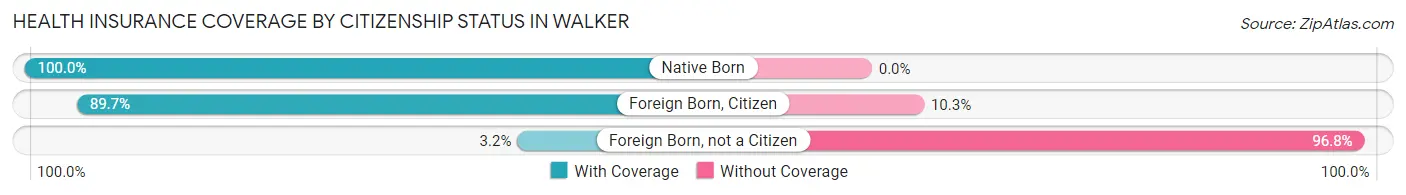 Health Insurance Coverage by Citizenship Status in Walker