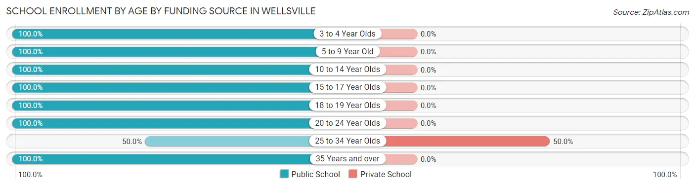 School Enrollment by Age by Funding Source in Wellsville