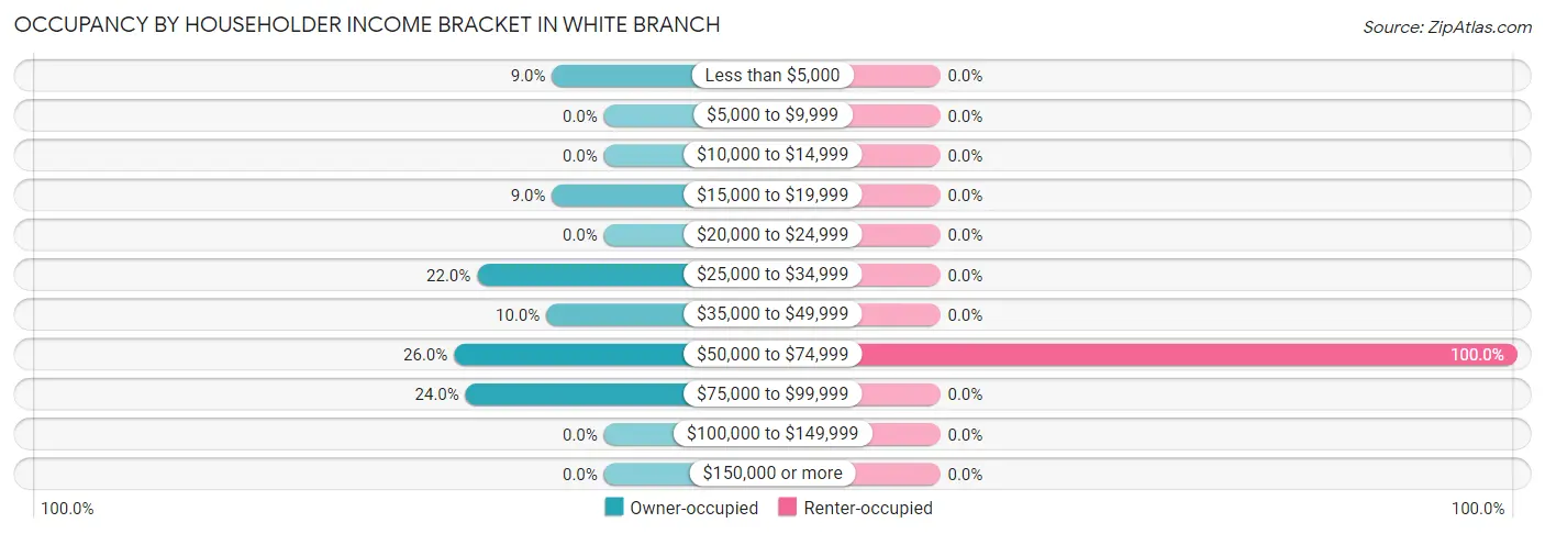 Occupancy by Householder Income Bracket in White Branch