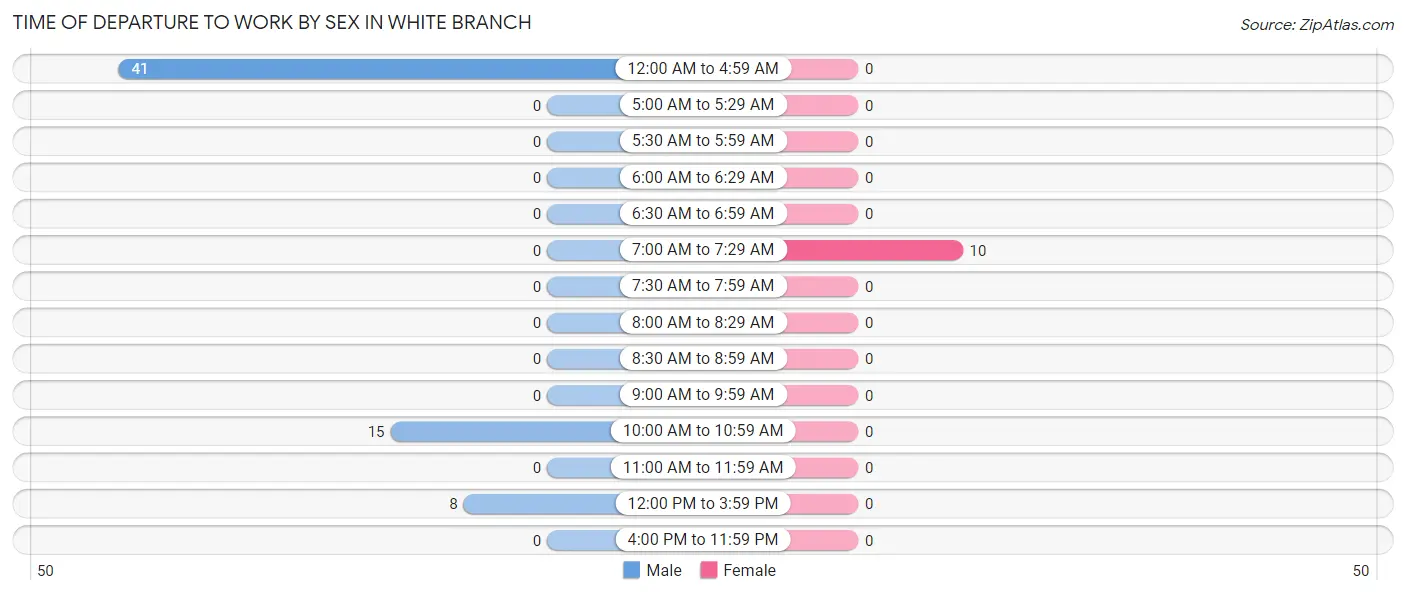 Time of Departure to Work by Sex in White Branch