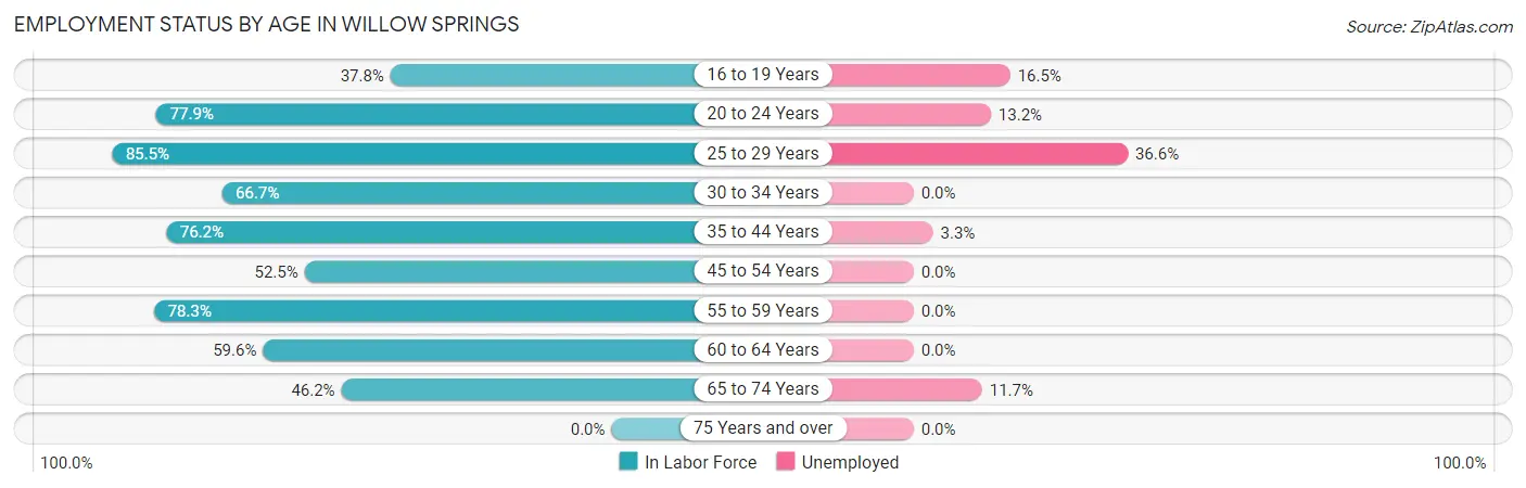 Employment Status by Age in Willow Springs