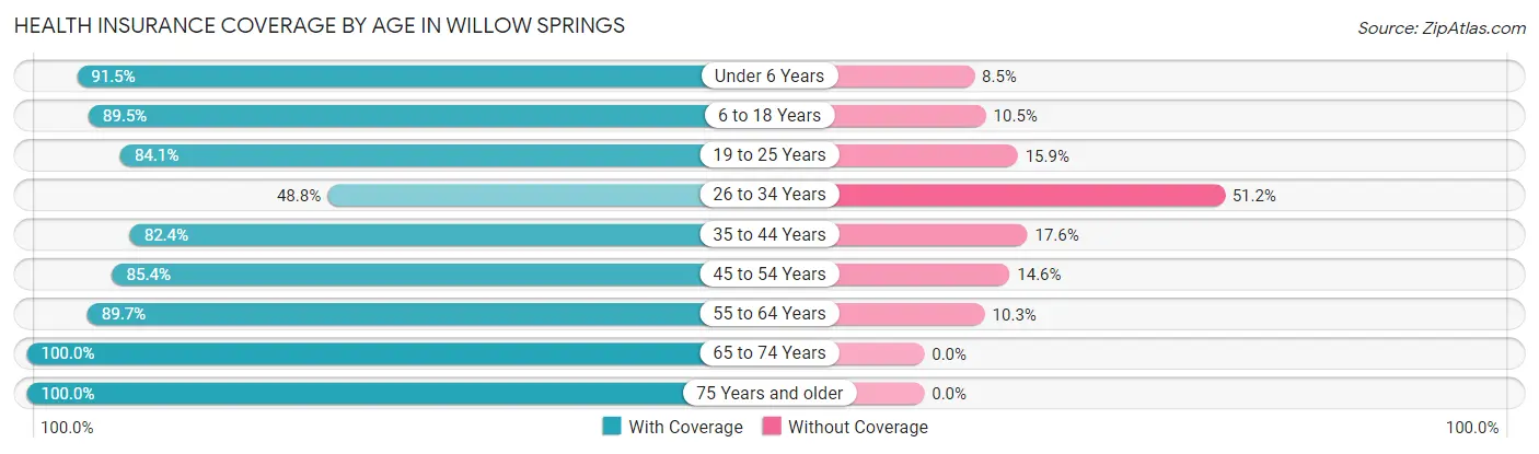 Health Insurance Coverage by Age in Willow Springs