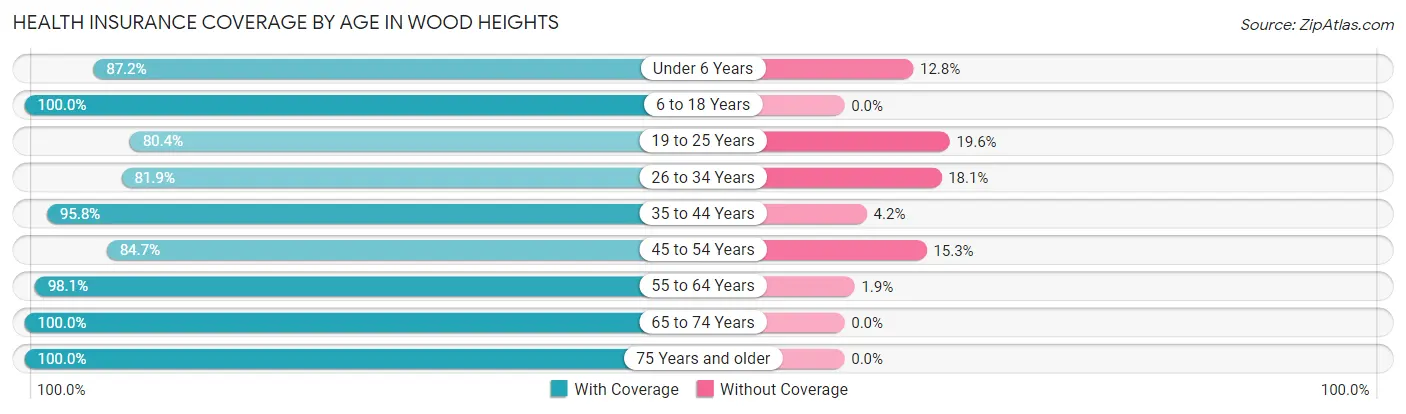 Health Insurance Coverage by Age in Wood Heights
