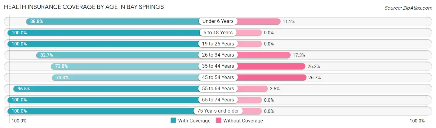 Health Insurance Coverage by Age in Bay Springs