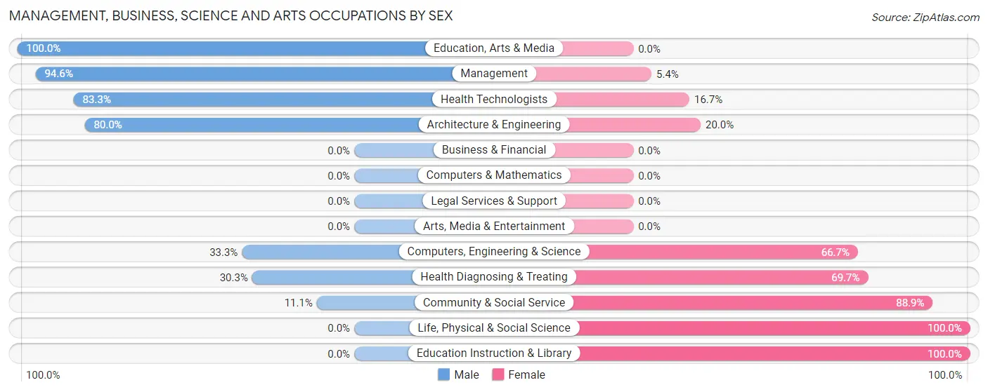 Management, Business, Science and Arts Occupations by Sex in Bay Springs