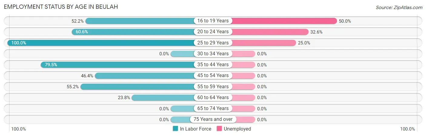Employment Status by Age in Beulah