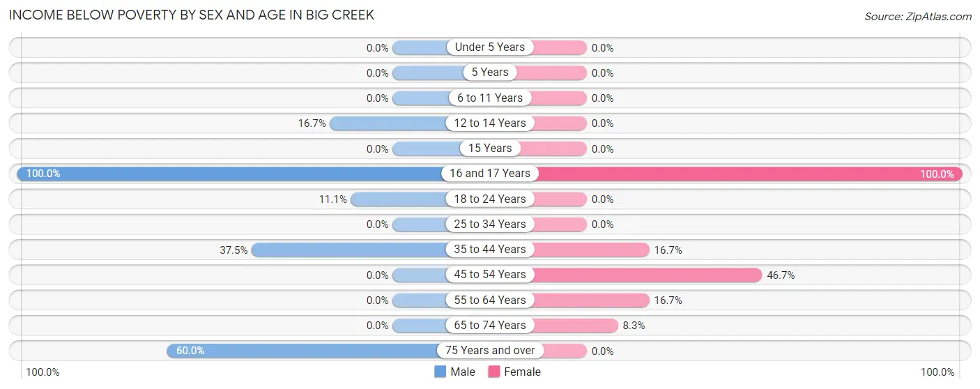 Income Below Poverty by Sex and Age in Big Creek