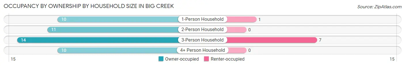 Occupancy by Ownership by Household Size in Big Creek