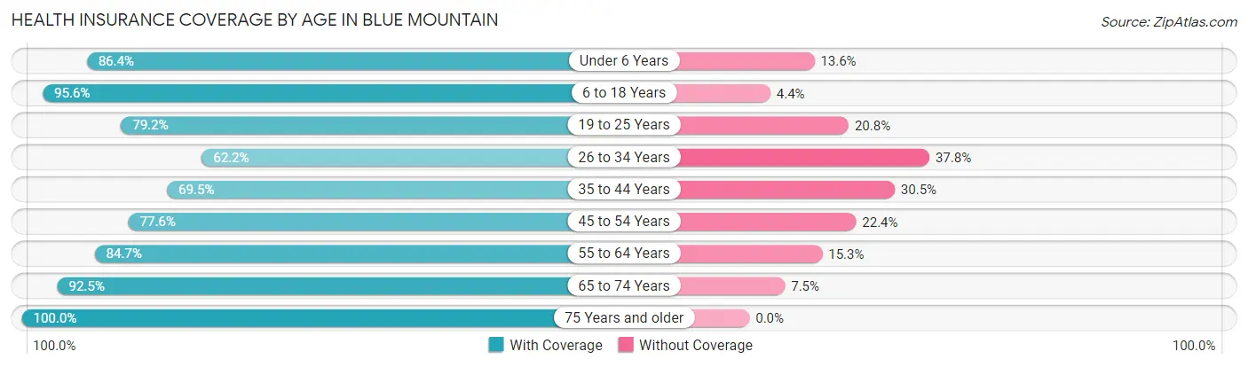Health Insurance Coverage by Age in Blue Mountain
