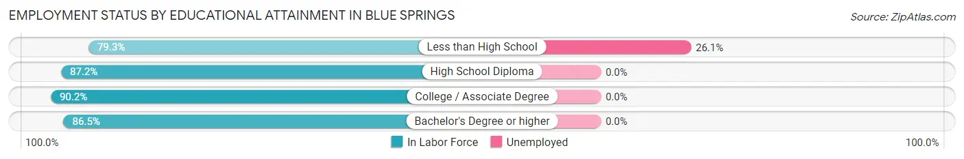 Employment Status by Educational Attainment in Blue Springs