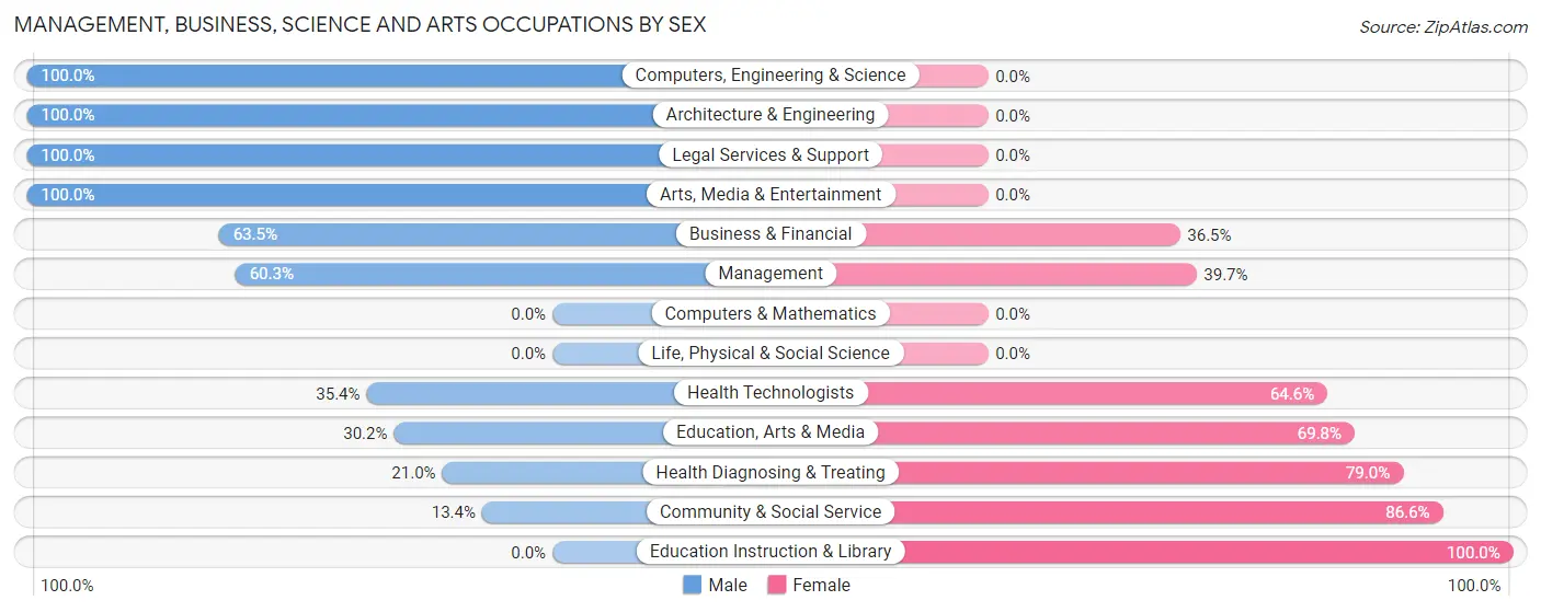 Management, Business, Science and Arts Occupations by Sex in Booneville