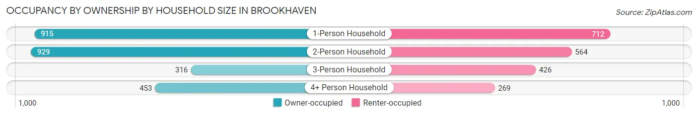 Occupancy by Ownership by Household Size in Brookhaven