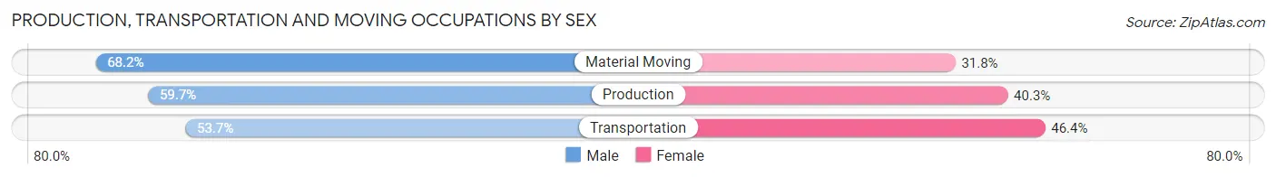 Production, Transportation and Moving Occupations by Sex in Brookhaven
