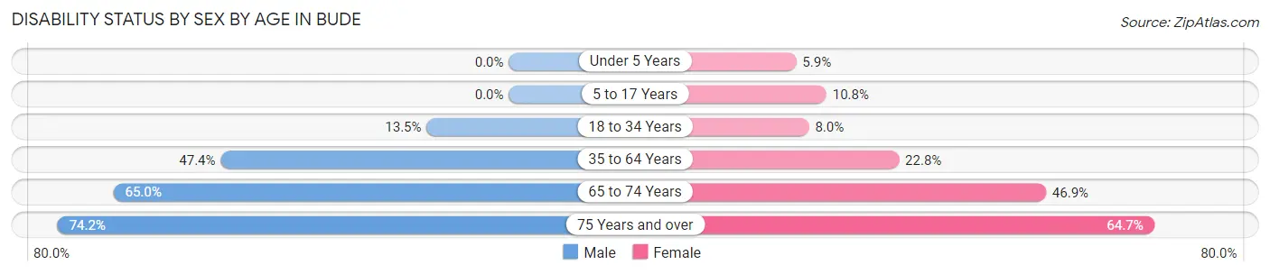 Disability Status by Sex by Age in Bude