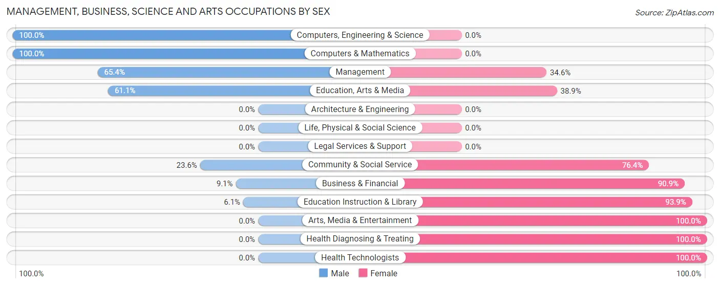 Management, Business, Science and Arts Occupations by Sex in Calhoun City