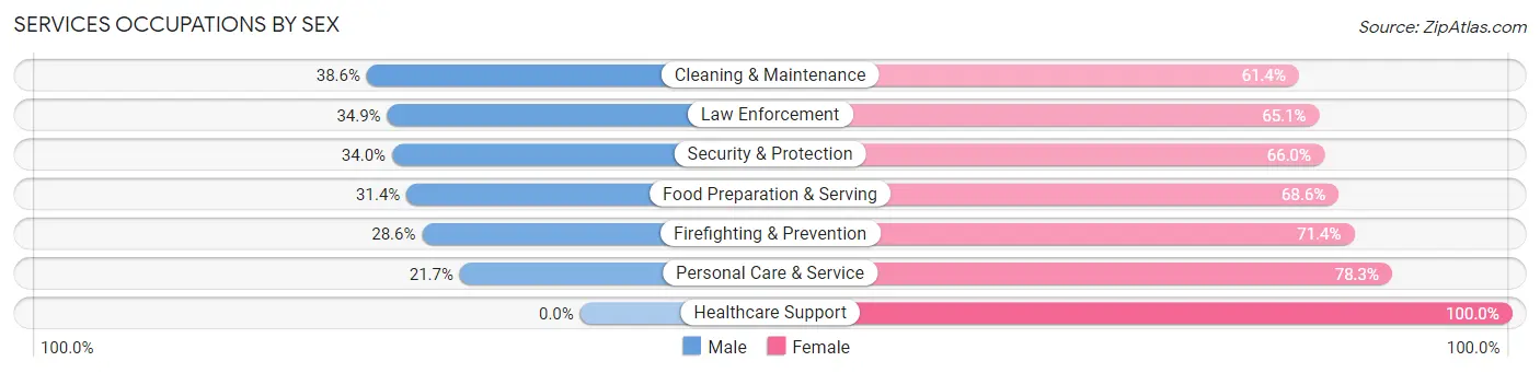 Services Occupations by Sex in Drew